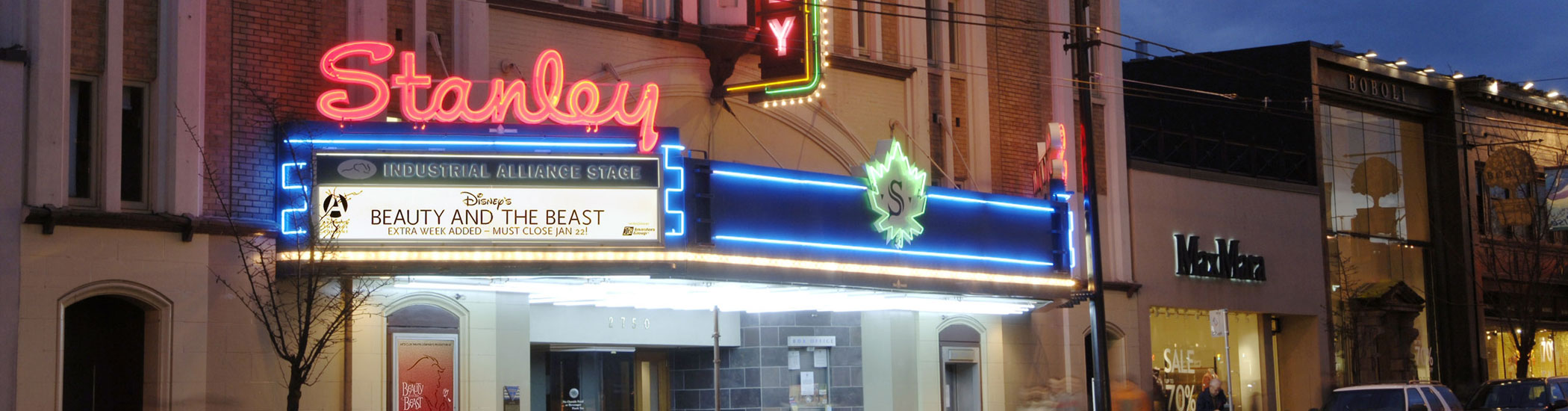 Photo of the Stanley Industrial Alliance Stage neon sign.